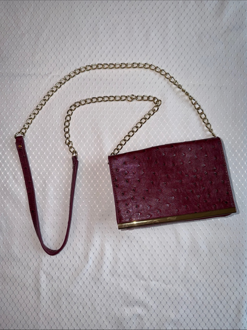 Banana Republic Burgundy Crossbody with Gold Chain Trim